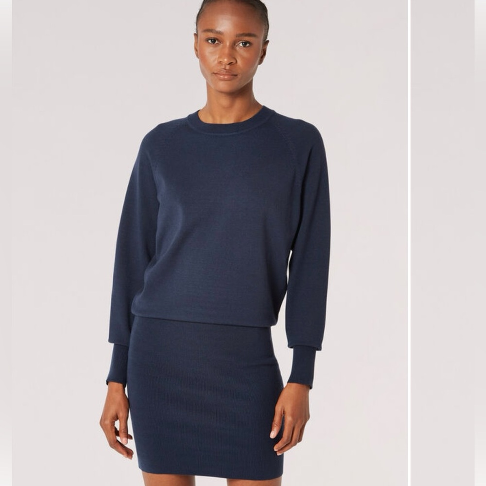 Apricot navy sweater dress